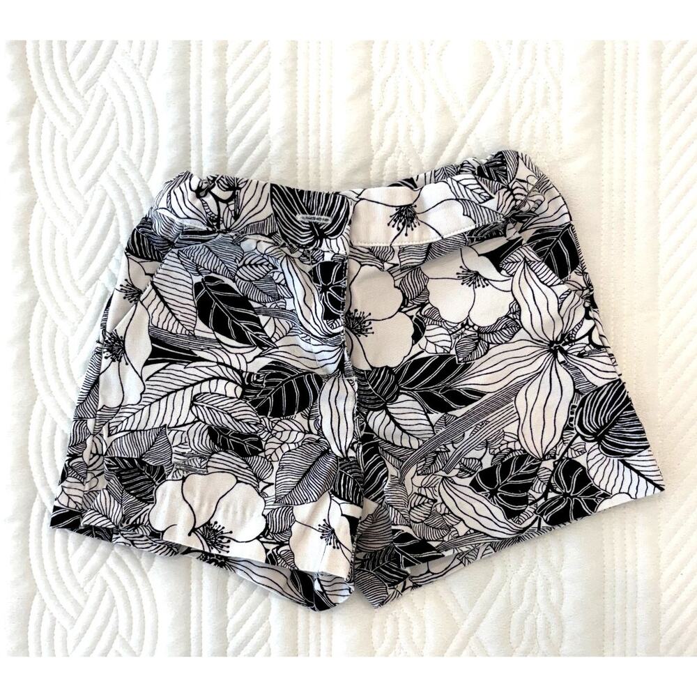Janie and Jack Girls Black & White Tropical Floral Shorts Size 5